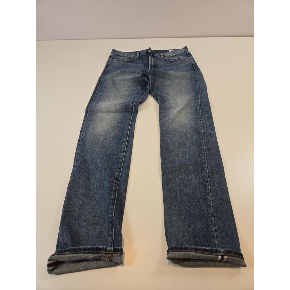 Uniqlo Jeans Men's 33x34 Blue Selvedge Slim Straight Kaihara Denim Stretch